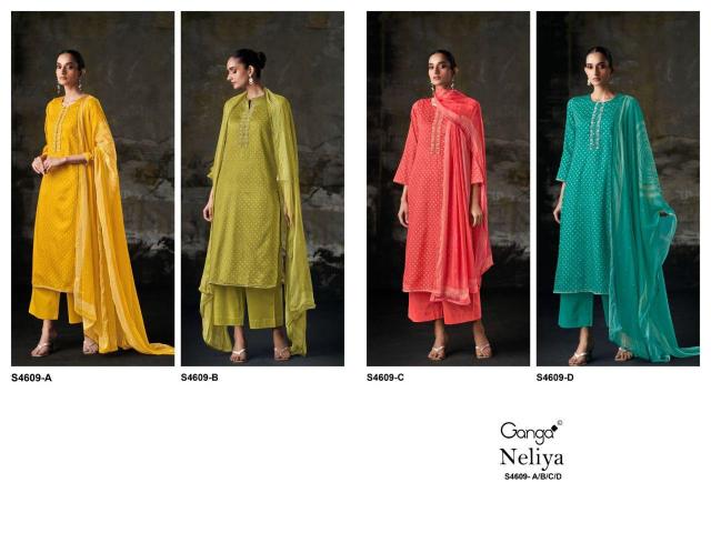 Ganga Neliya 4609 catalog unstitched heavy salwar kameez in jaipur wholesale with price