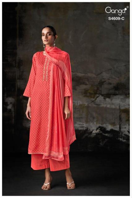 Ganga Neliya 4609 catalog unstitched heavy salwar kameez in jaipur wholesale with price