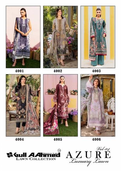 Gull aahmed Azure Vol 4 catalog wholesale pakistani lawn suits in hyderabad