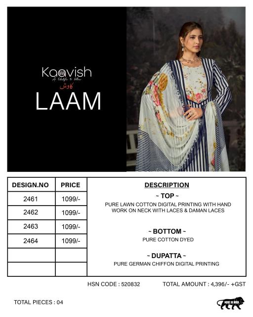 Kaavish Laam catalog unstitched salwar kameez wholesalers in india