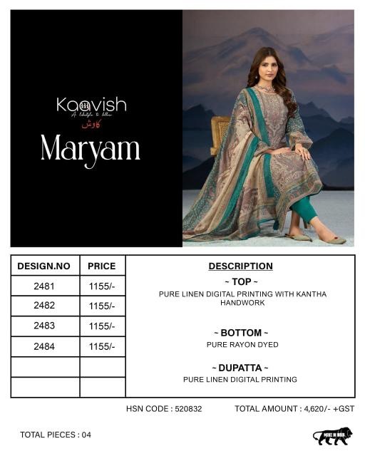 Kaavish Maryam catalog salwar kameez material wholesale