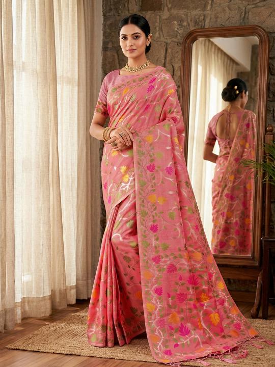 LOVELY LADY by Shree shyam Fashion fancy designer Soft LINEN COTTON fabric saree wholesale with Fancy latkan