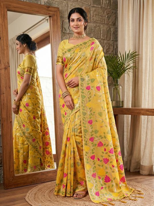 LOVELY LADY by Shree shyam Fashion fancy designer Soft LINEN COTTON fabric saree wholesale with Fancy latkan