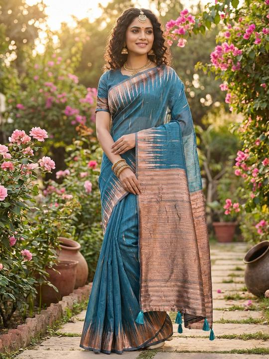 MADHUBAN by SHREE SHYAM FASHION fancy designer Soft LINEN COTTON fabric saree wholesale with Fancy latkan