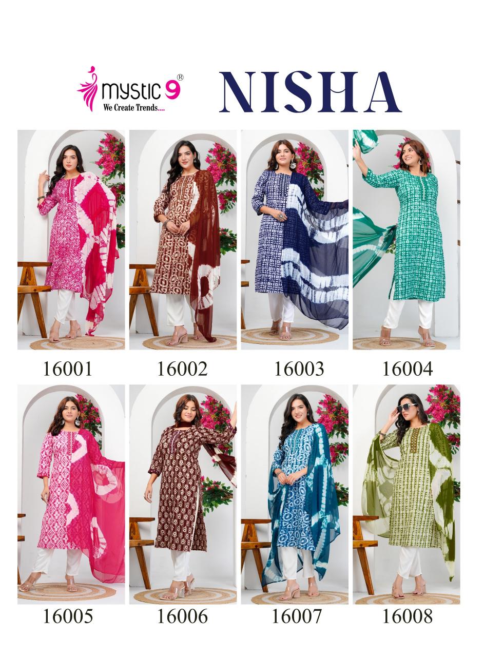 Mystic 9 Nisha vol 16 catalog cheap rate kurtis wholesale