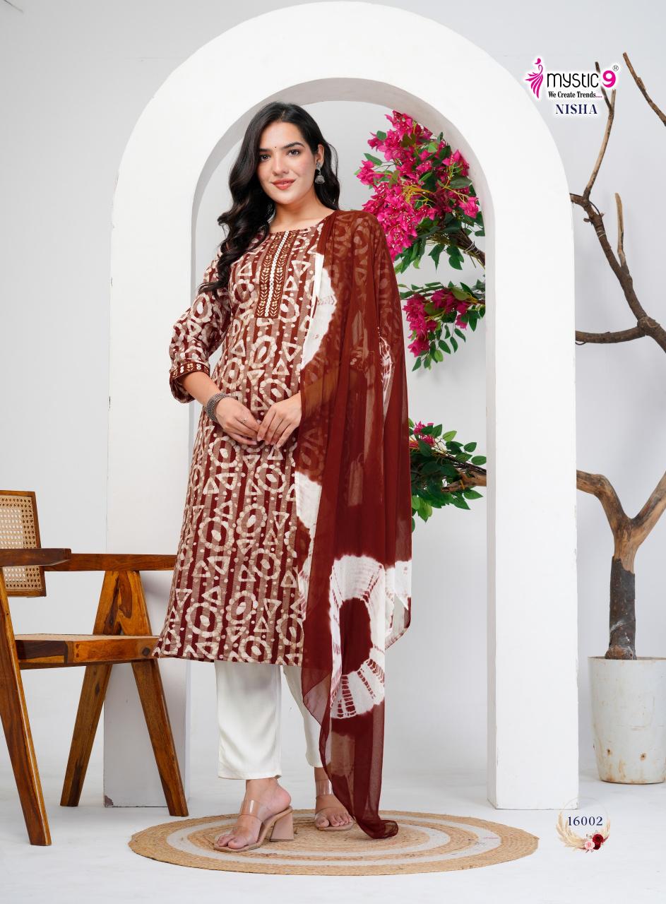 Mystic 9 Nisha vol 16 catalog cheap rate kurtis wholesale