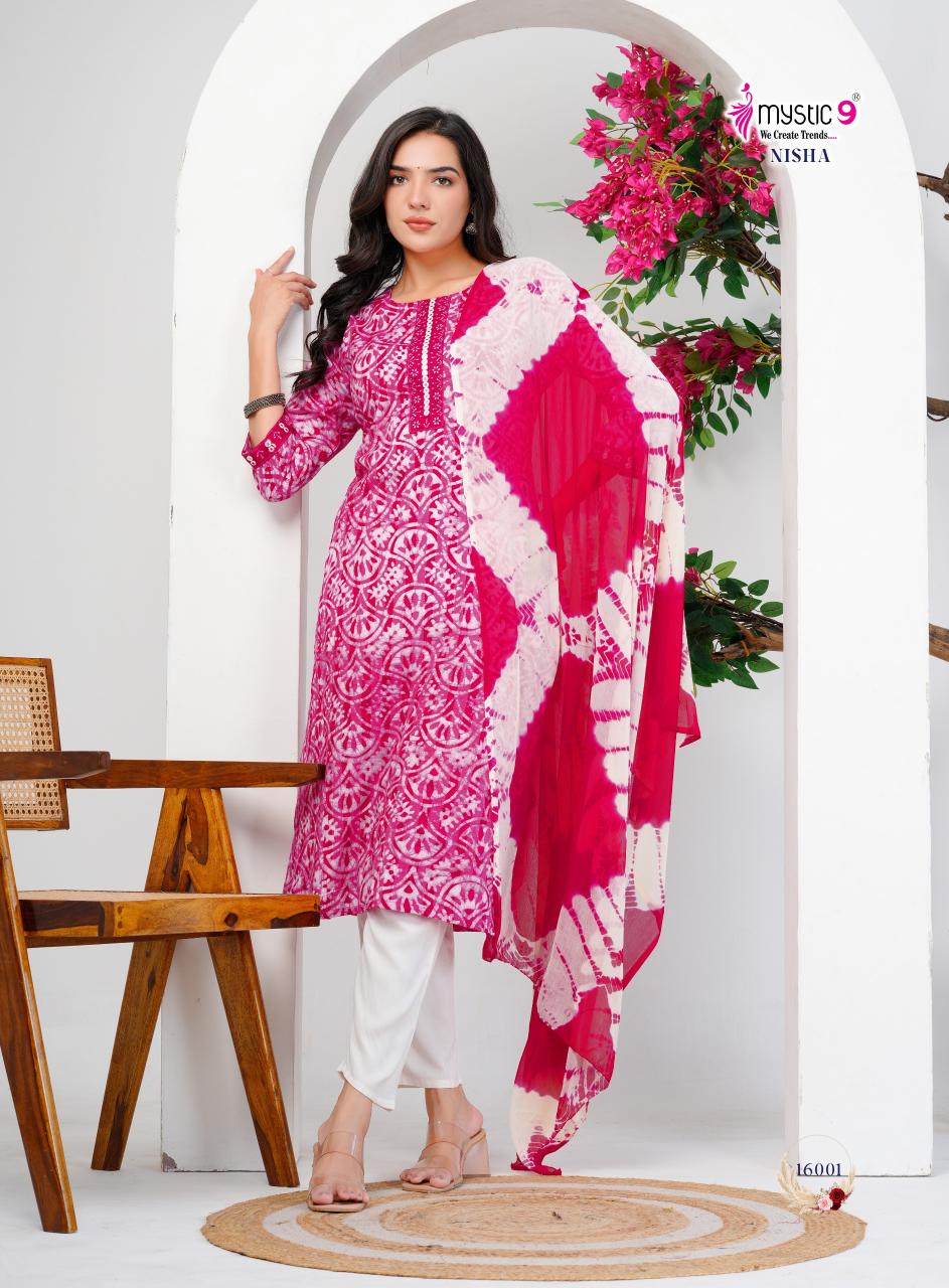 Mystic 9 Nisha vol 16 catalog cheap rate kurtis wholesale