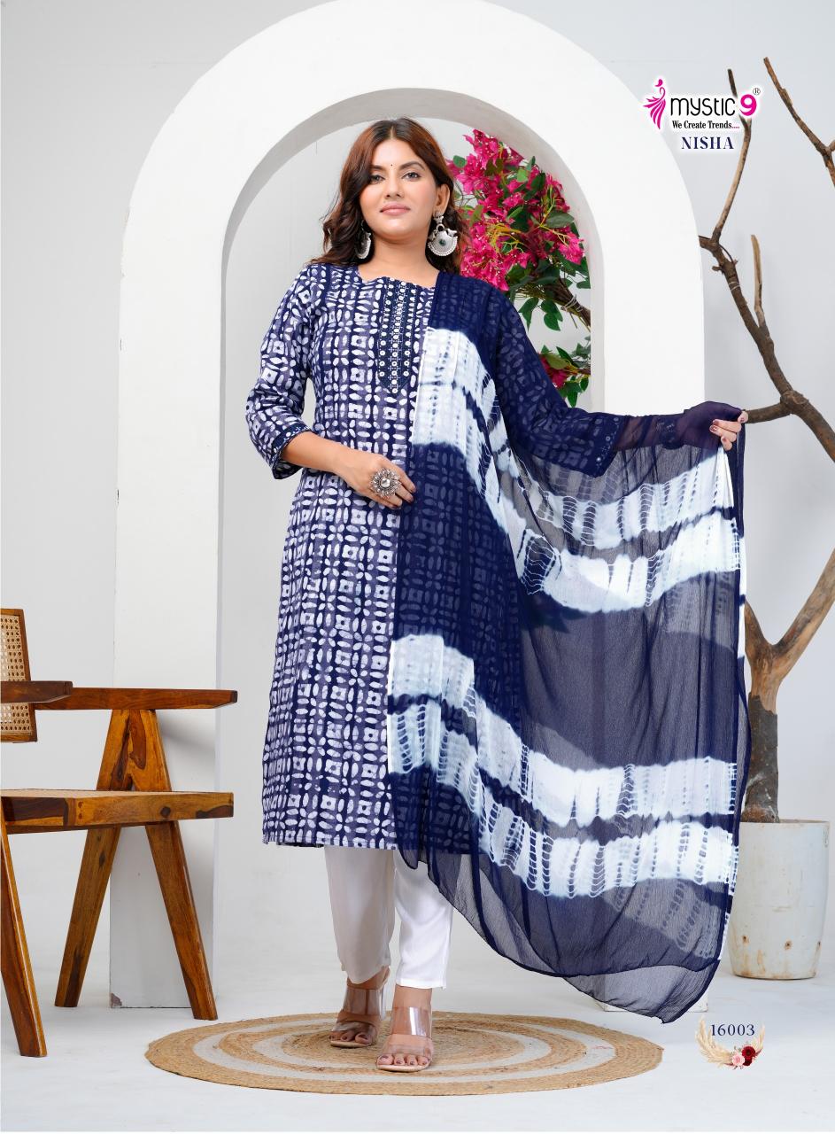 Mystic 9 Nisha vol 16 catalog cheap rate kurtis wholesale
