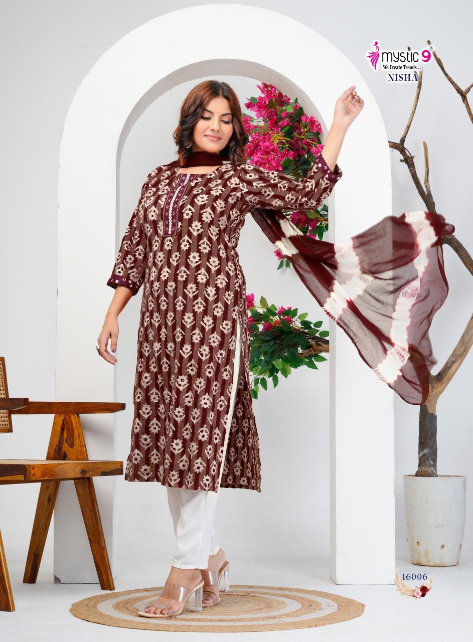 Mystic 9 Nisha vol 16 catalog cheap rate kurtis wholesale
