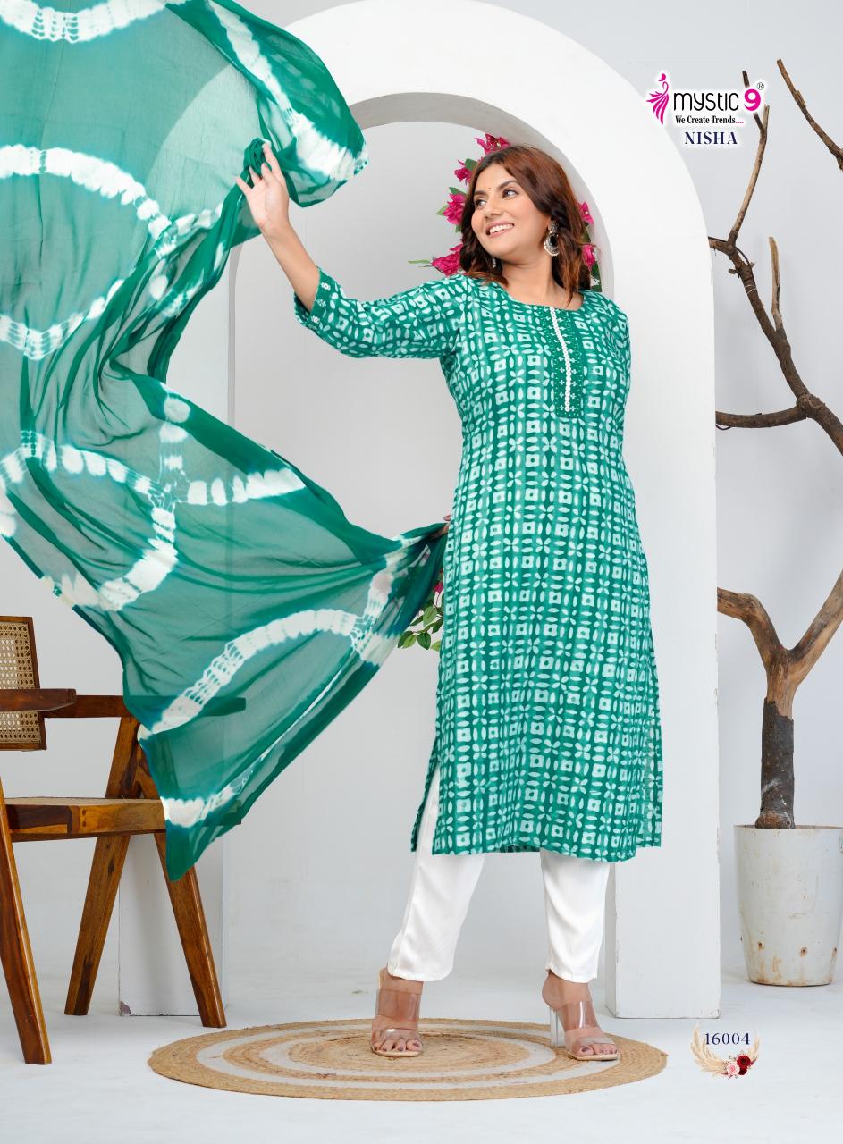 Mystic 9 Nisha vol 16 catalog cheap rate kurtis wholesale