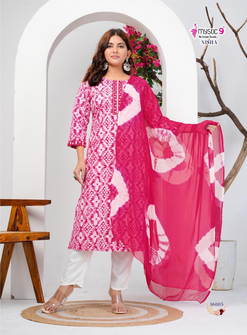Mystic 9 Nisha vol 16 catalog cheap rate kurtis wholesale
