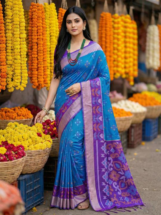 NAVYA SILK VOL 4 by SHREE SHYAM FASHION fancy designer Pochampalli Soft Silk fabric saree wholesale with Fancy latkan