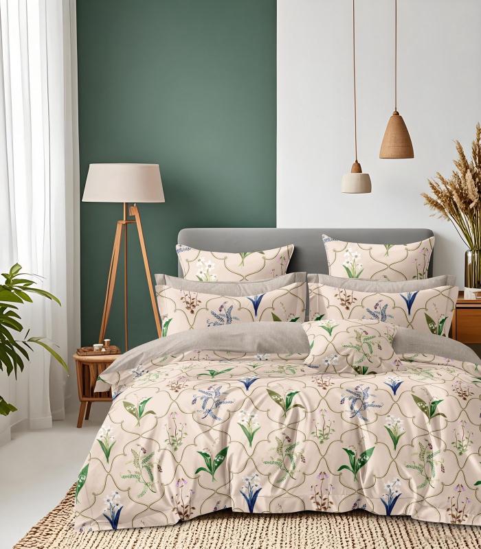 Printed Double Bed Bedsheet Set Online – Soft Cotton 6 Piece Set ₹449