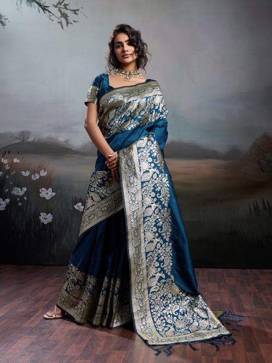 RAJWADA SILK by SHREE SHYAM FASHION fancy designer Soft SILK BLEND fabric saree wholesale with Fancy latkan