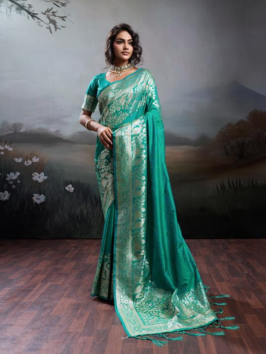 RAJWADA SILK by SHREE SHYAM FASHION fancy designer Soft SILK BLEND fabric saree wholesale with Fancy latkan