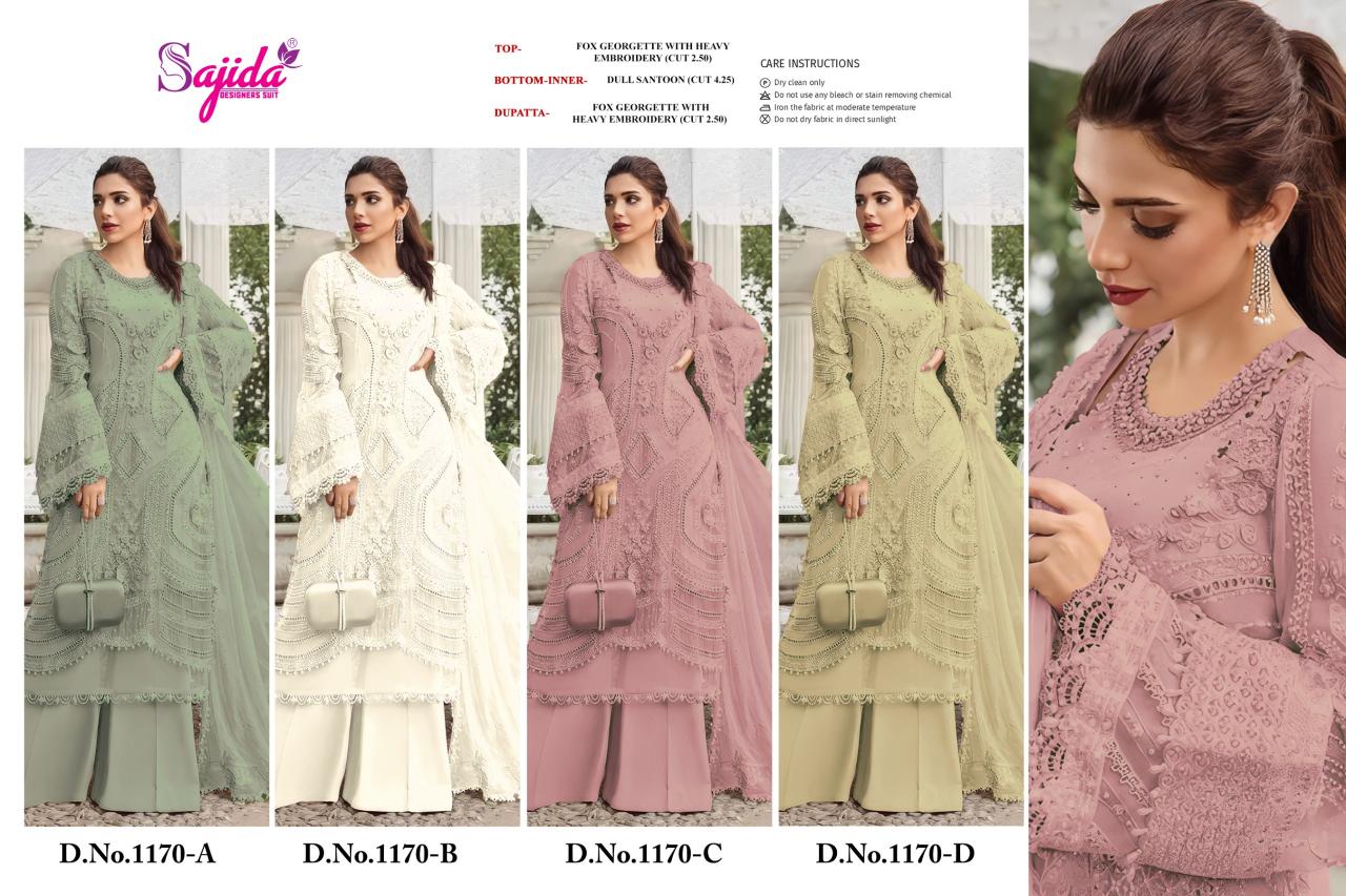 Sajida 1170 catalog original pakistani suits wholesale india