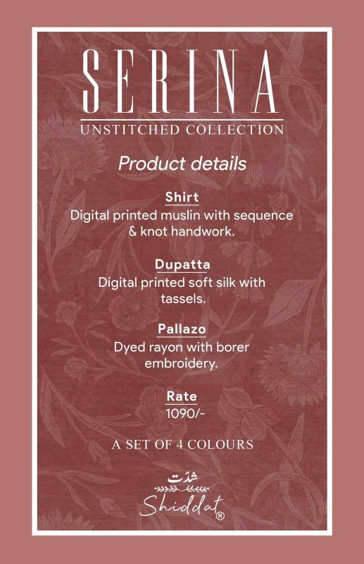 Shiddat Serina 1001 catalog salwar kameez wholesale surat