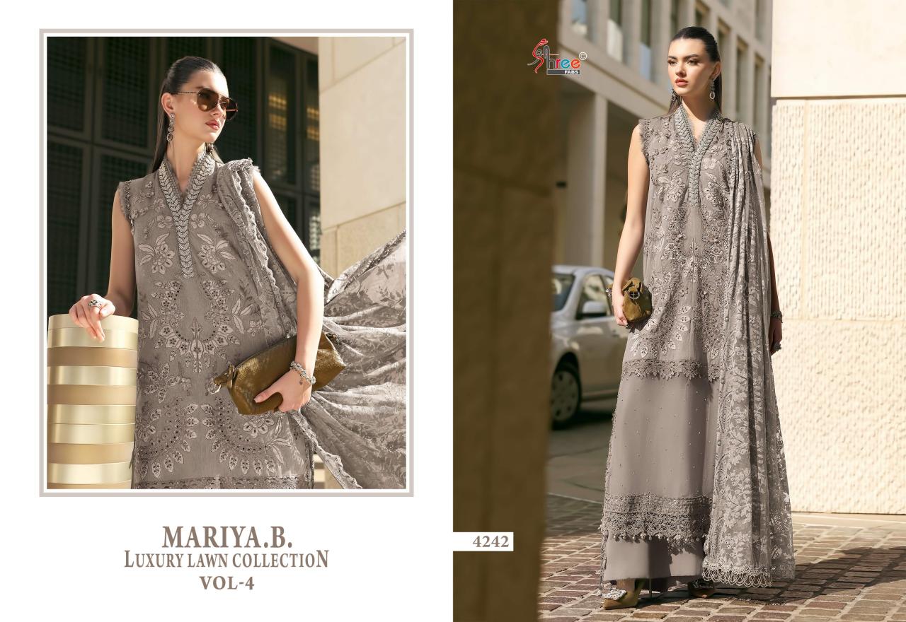 Shree Fabs Mariya B Luxury Lawn Collection Vol 4 catalog Chiffon Dupatta wholesale pakistani suits in chennai