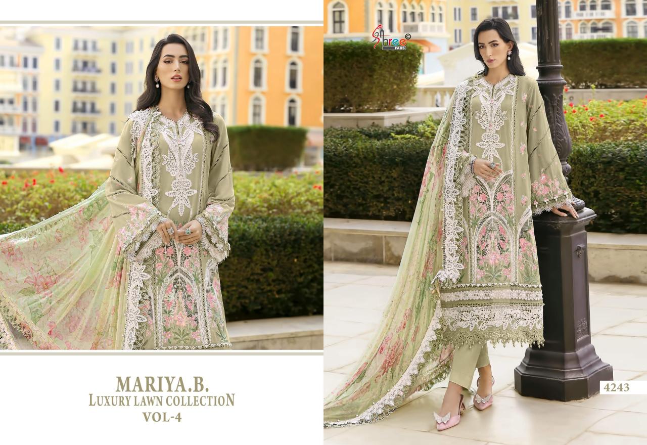 Shree Fabs Mariya B Luxury Lawn Collection Vol 4 catalog Chiffon Dupatta wholesale pakistani suits in chennai