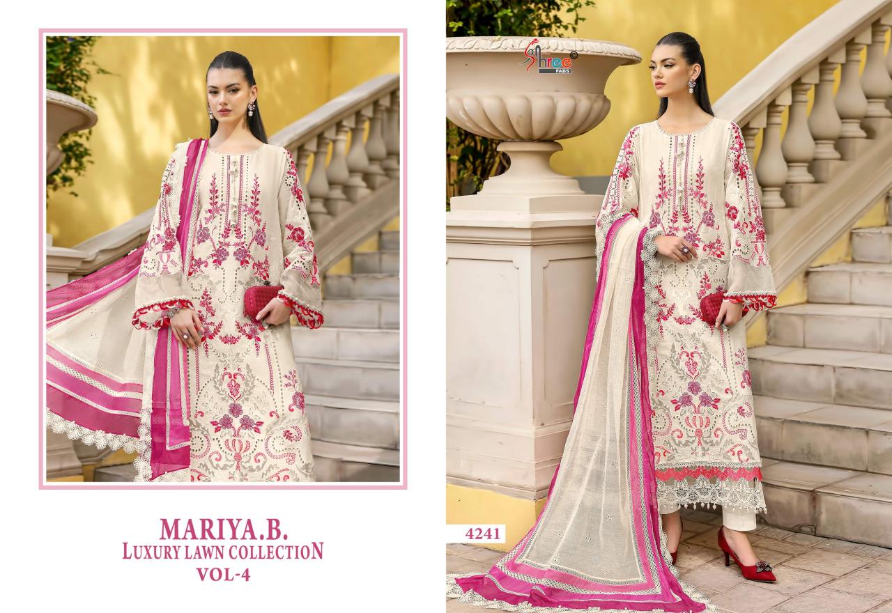 Shree Fabs Mariya B Luxury Lawn Collection Vol 4 catalog Chiffon Dupatta wholesale pakistani suits in chennai