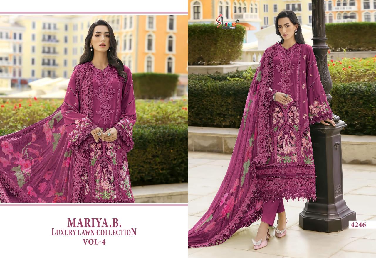 Shree Fabs Mariya B Luxury Lawn Collection Vol 4 catalog Cotton Dupatta wholesale pakistani suits in lucknow