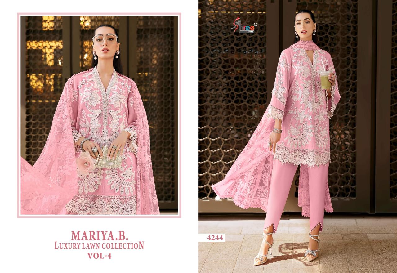 Shree Fabs Mariya B Luxury Lawn Collection Vol 4 catalog Cotton Dupatta wholesale pakistani suits in lucknow