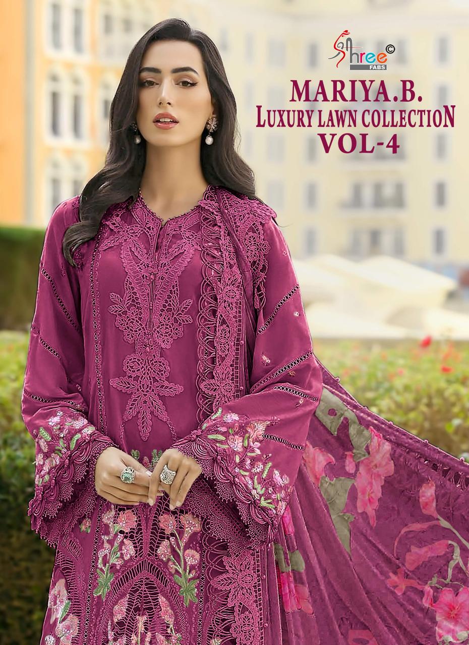 Shree Fabs Mariya B Luxury Lawn Collection Vol 4 catalog Cotton Dupatta wholesale pakistani suits in lucknow