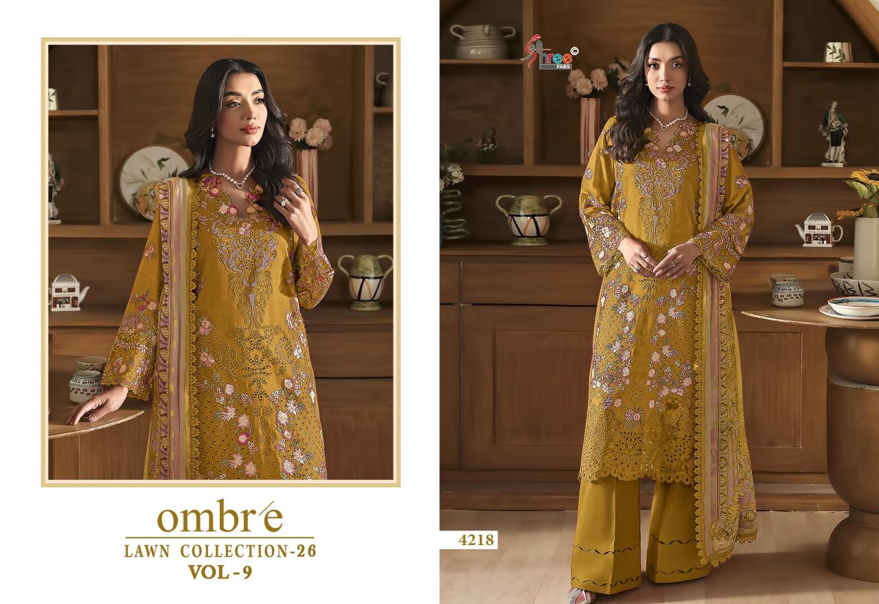 Shree fabs Ombre Lawn Collection vol 9 catalog Chiffon Dupatta wholesale pakistani suits delhi