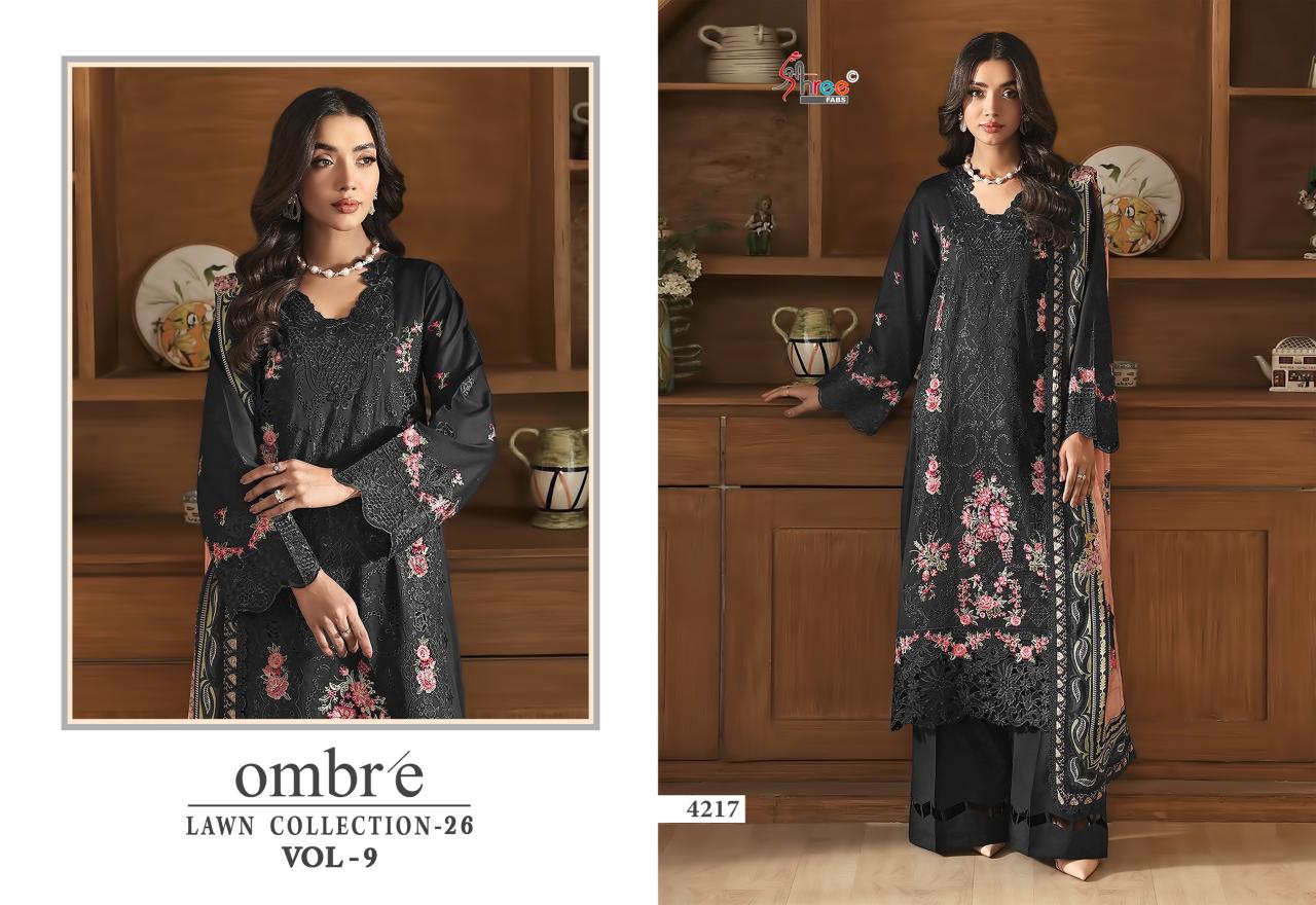 Shree fabs Ombre Lawn Collection vol 9 catalog Chiffon Dupatta wholesale pakistani suits delhi