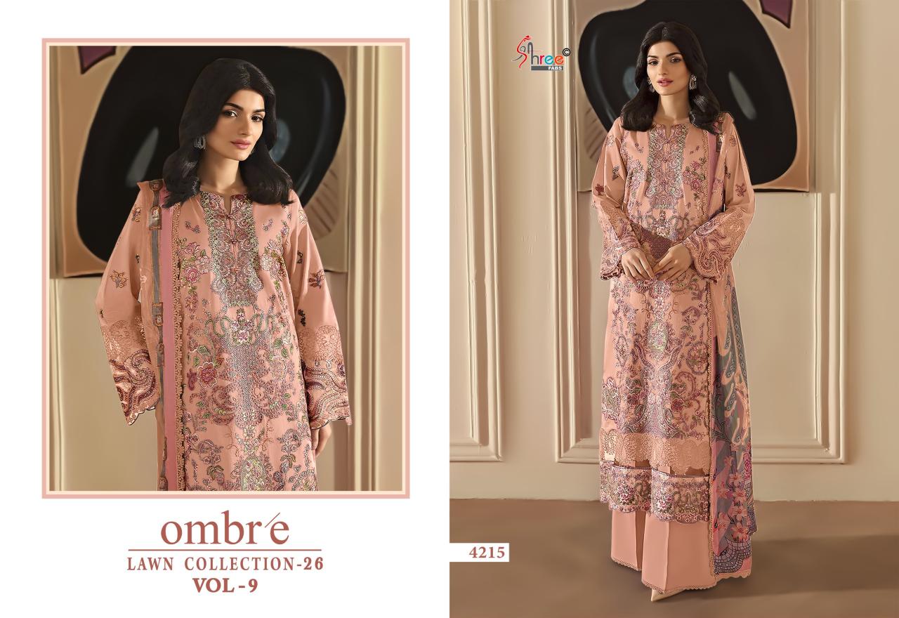 Shree fabs Ombre Lawn Collection vol 9 catalog Chiffon Dupatta wholesale pakistani suits delhi