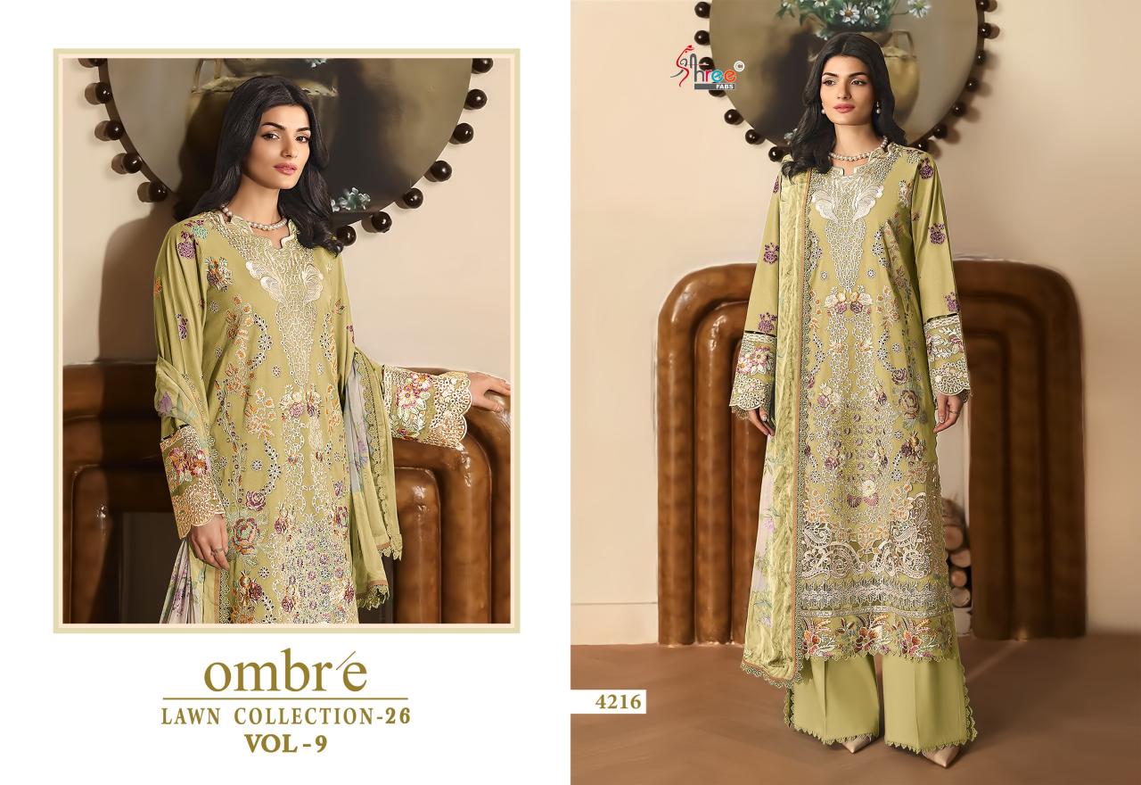 Shree fabs Ombre Lawn Collection vol 9 catalog Cotton Dupatta wholesale pakistani suits new delhi