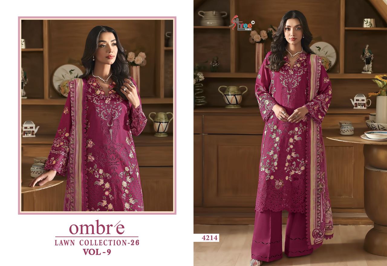 Shree fabs Ombre Lawn Collection vol 9 catalog Cotton Dupatta wholesale pakistani suits new delhi