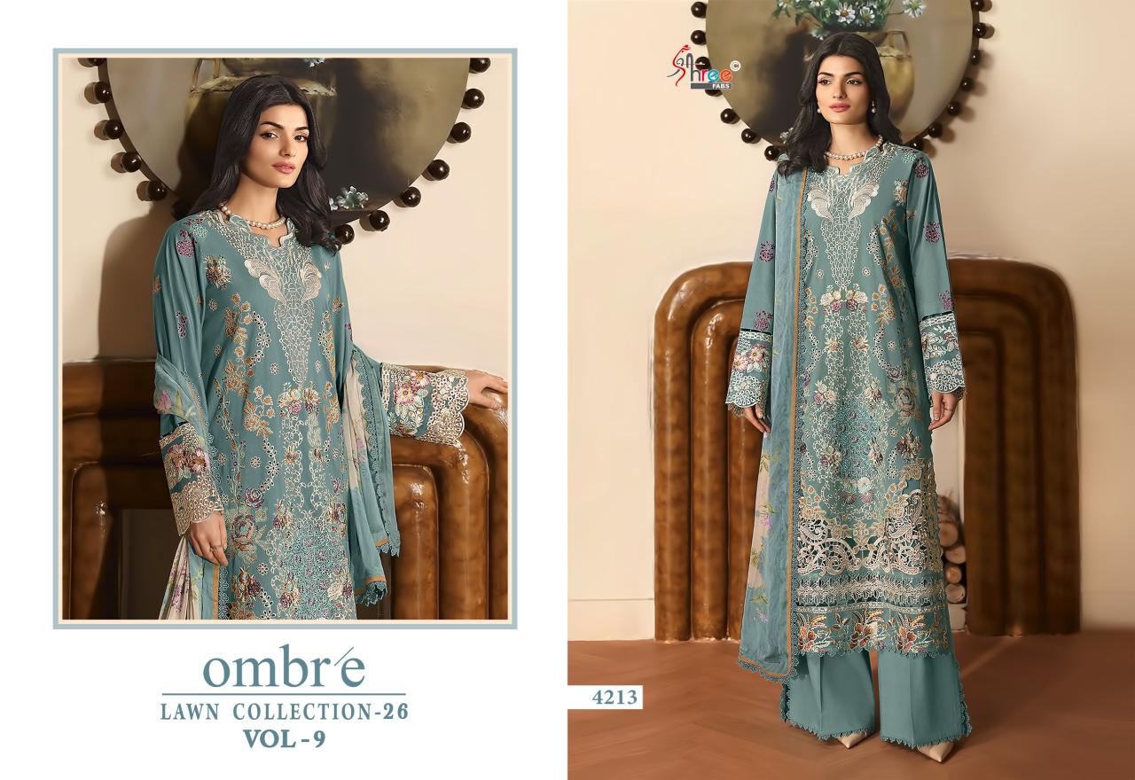 Shree fabs Ombre Lawn Collection vol 9 catalog Cotton Dupatta wholesale pakistani suits new delhi