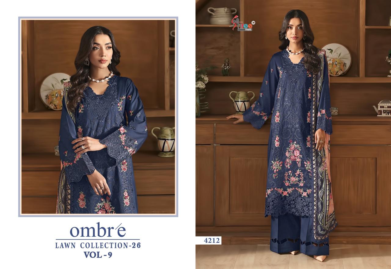 Shree fabs Ombre Lawn Collection vol 9 catalog Cotton Dupatta wholesale pakistani suits new delhi