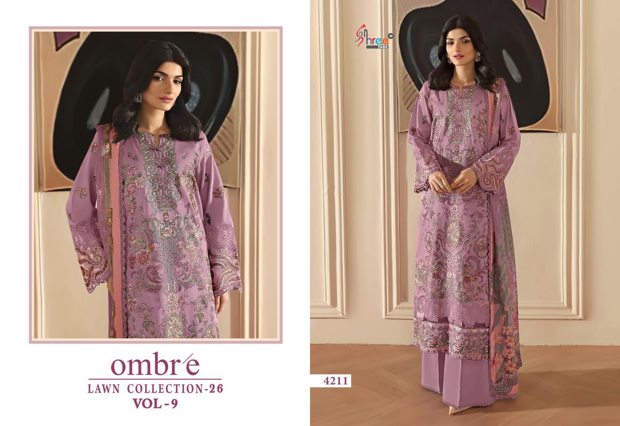 Shree fabs Ombre Lawn Collection vol 9 catalog Cotton Dupatta wholesale pakistani suits new delhi