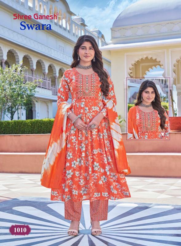 Shree Ganesh Swara Vol-1 – Umbrella Style Kurti Pant With Dupatta - Wholesale Catalog