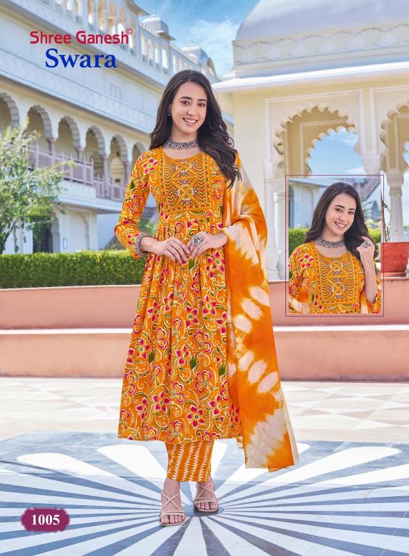 Shree Ganesh Swara Vol-1 – Umbrella Style Kurti Pant With Dupatta - Wholesale Catalog