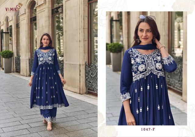 Vamika Lakhnavi Vol 8 Gold (D.NO.1047E To 1047H) catalog buy wholesale reyon kurtis