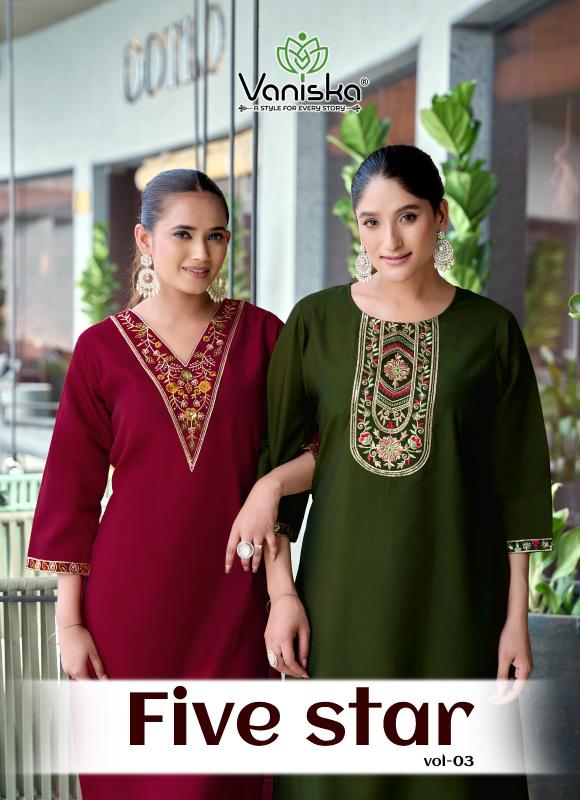 Vaniska Five Star Vol 3 Catalog wholesale kurtis shop in udaipur