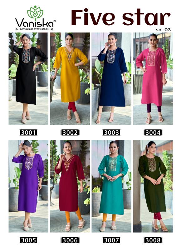 Vaniska Five Star Vol 3 Catalog wholesale kurtis shop in udaipur