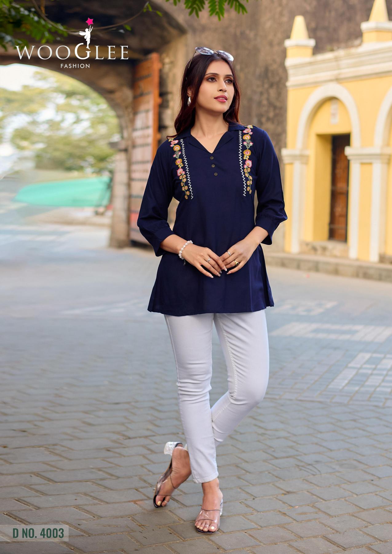 Wooglee Liyana catalog rayon kurtis top wholesale