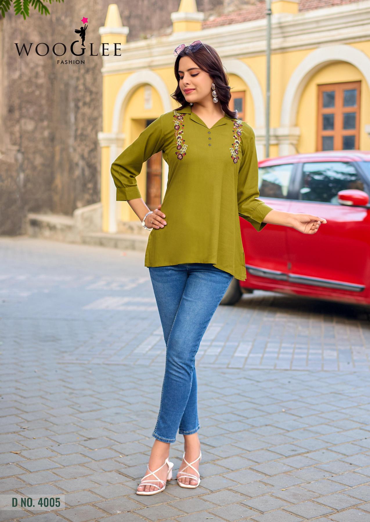 Wooglee Liyana catalog rayon kurtis top wholesale
