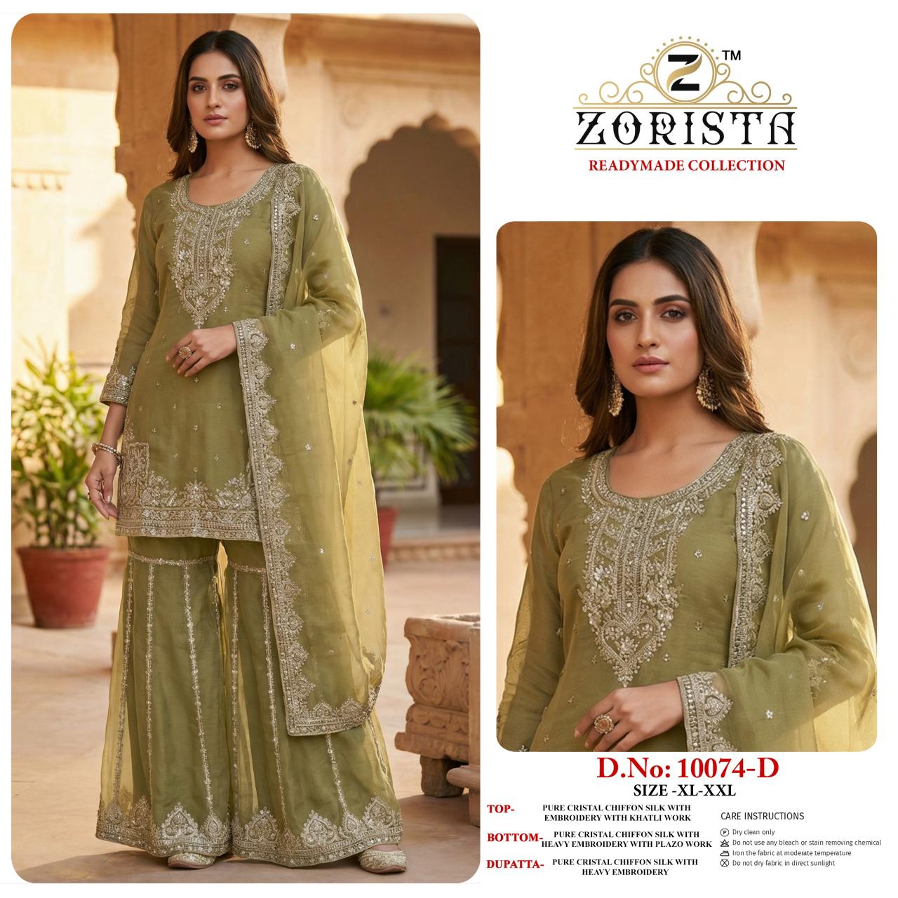 Zorista 10074 catalog wholesale pakistani designer suits