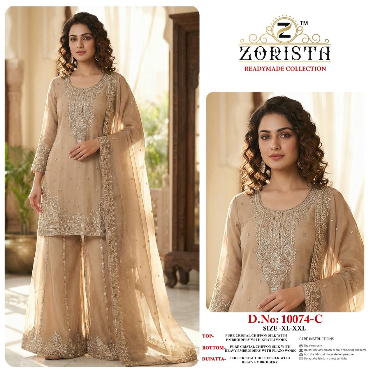 Zorista 10074 catalog wholesale pakistani designer suits