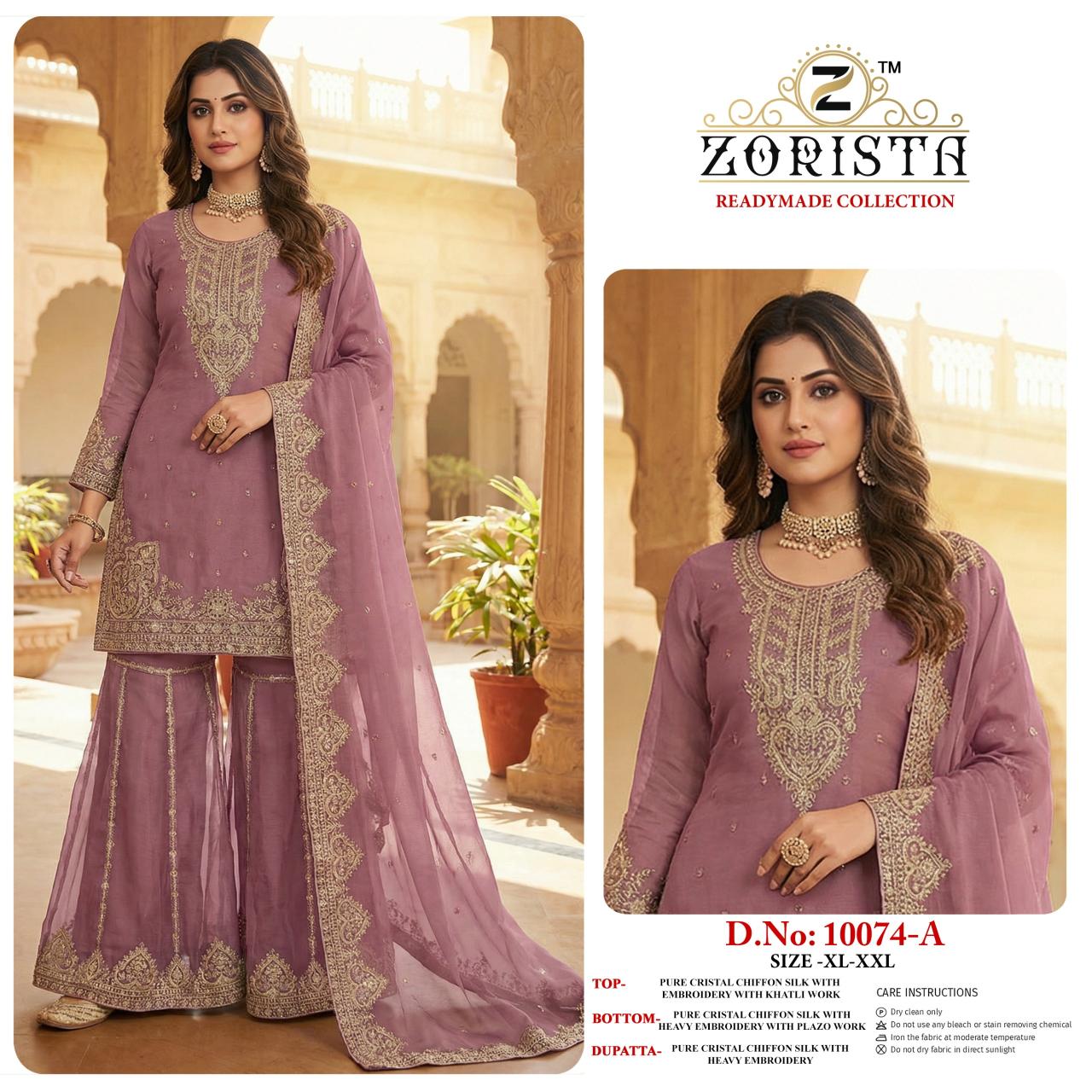 Zorista 10074 catalog wholesale pakistani designer suits