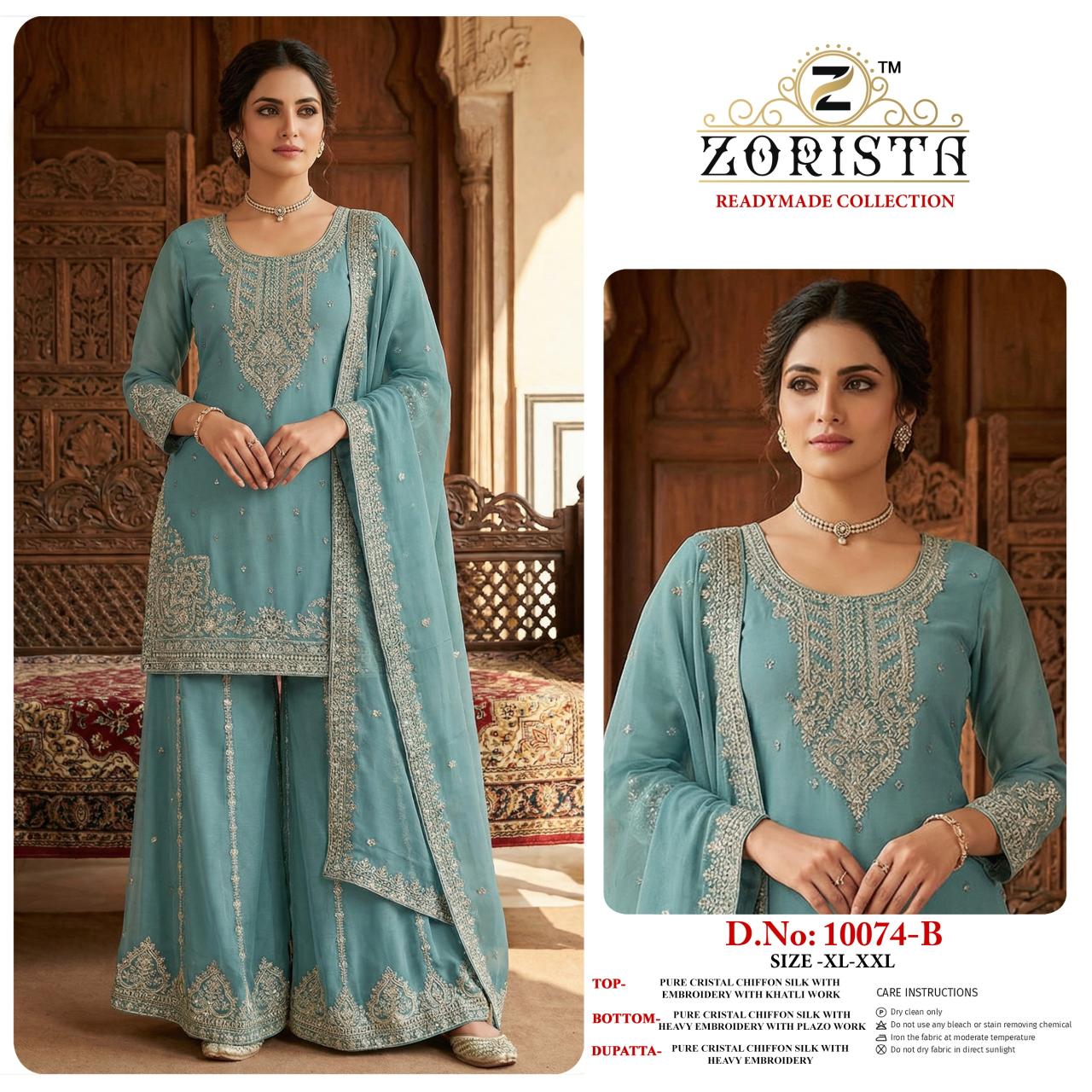 Zorista 10074 catalog wholesale pakistani designer suits