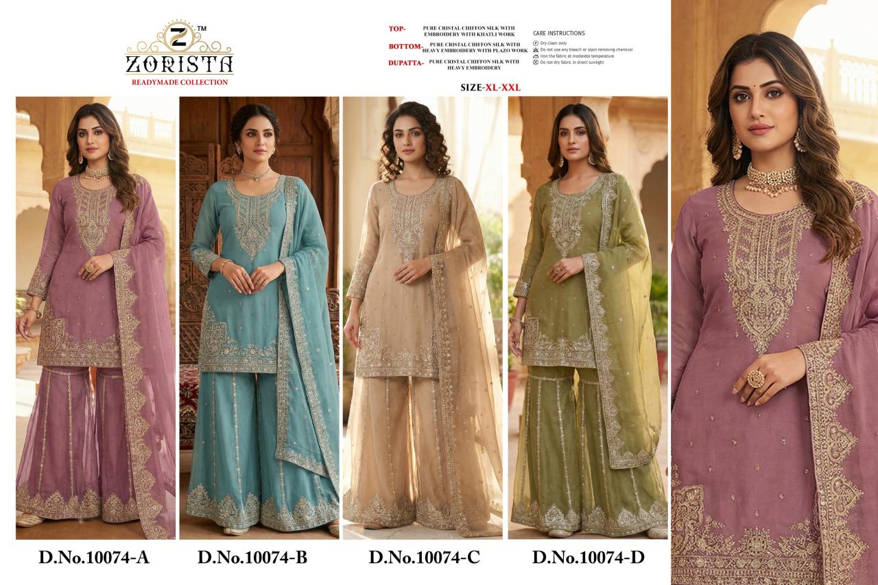 Zorista 10074 catalog wholesale pakistani designer suits