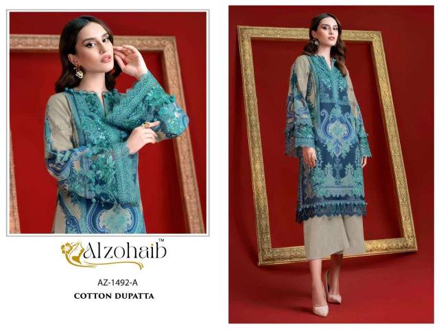 Al Zohaib Az-1492 – Pakistani Kurti Pant With Dupatta - Wholesale Catalog