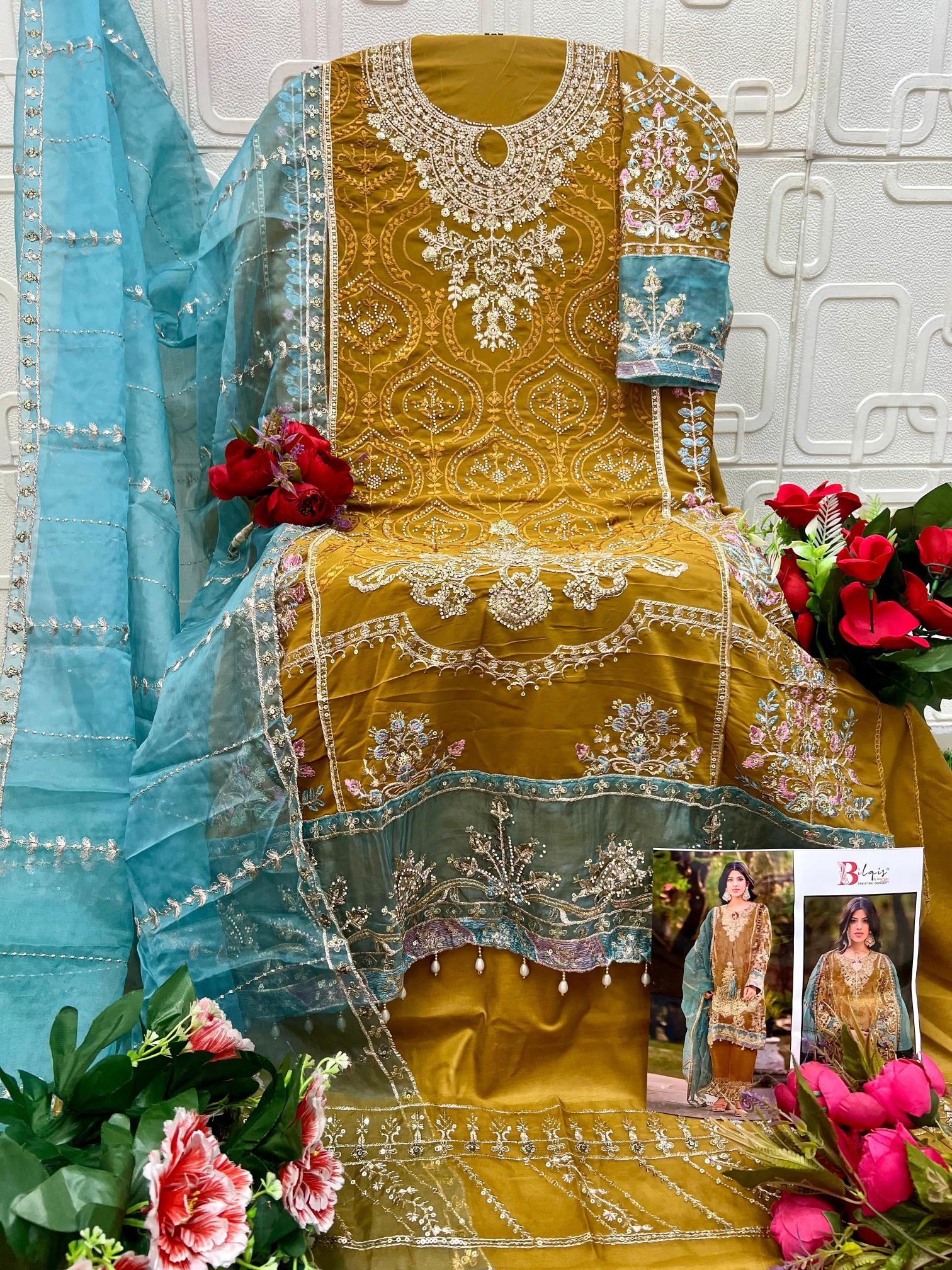Bilqis B 142 U1 TO X1 catalog wholesaler of pakistani suits in srinagar