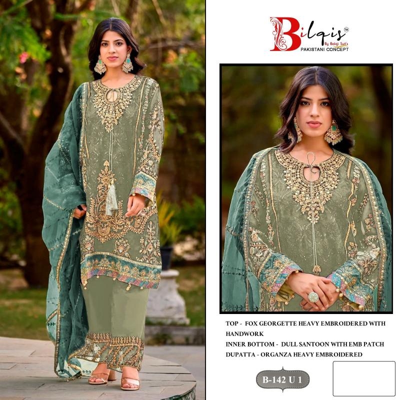 Bilqis B 142 U1 TO X1 catalog wholesaler of pakistani suits in srinagar